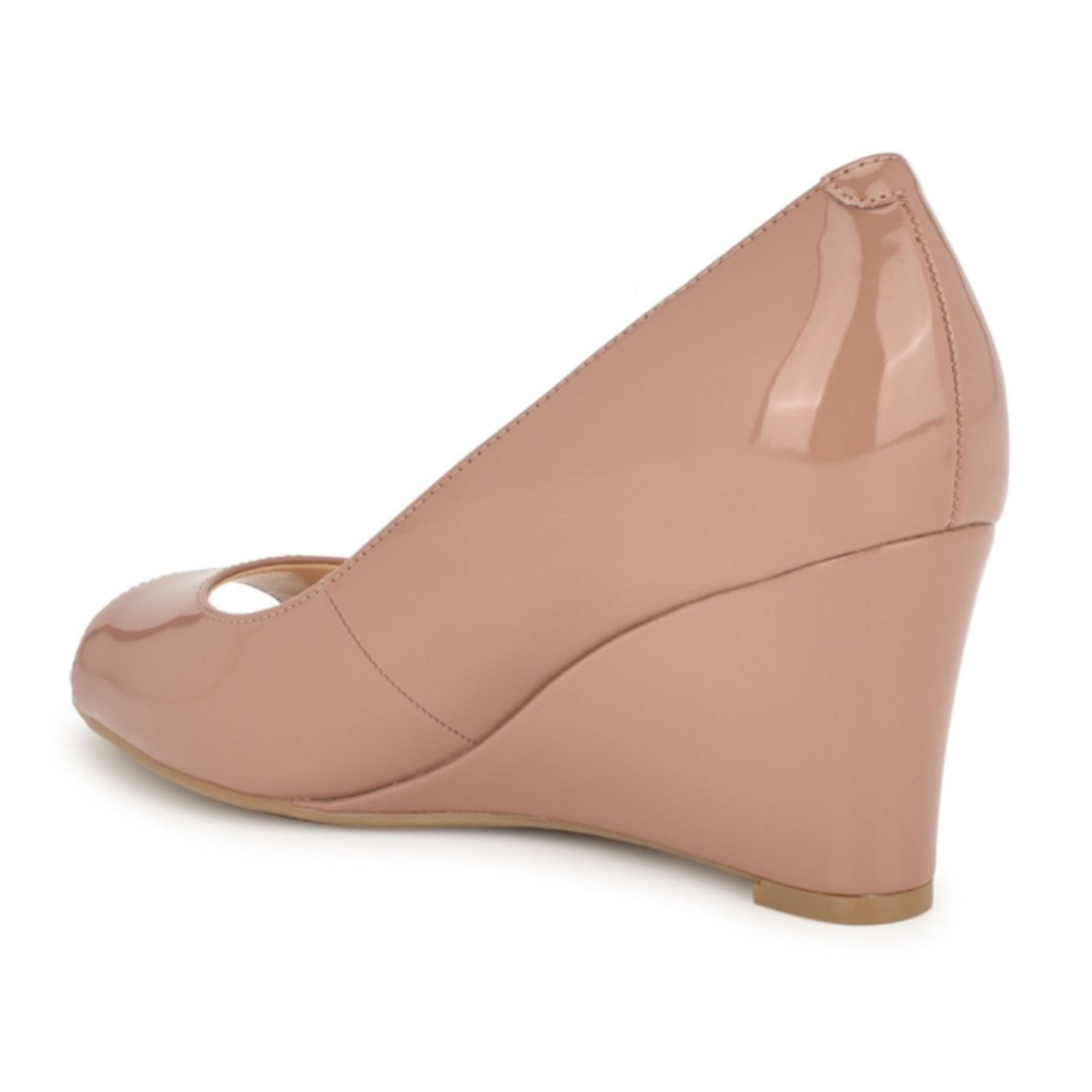 Chelsea & Zoe Nude Patent Peep-Toe Flats